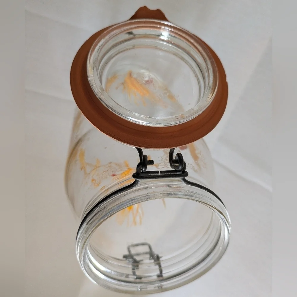 Vintage Glass Jar Canister Storage Botanical Wheat Arc France 2 L